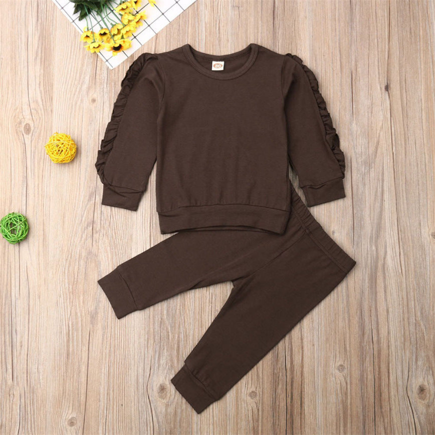 Baby Mädchen Langarm Sweatshirt Set mit Rüschen