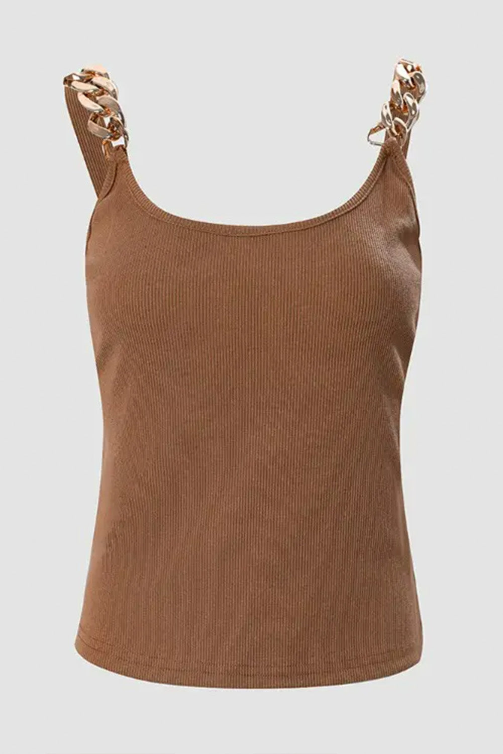 Tanktop mit Kettenriemen in Braun und Gold