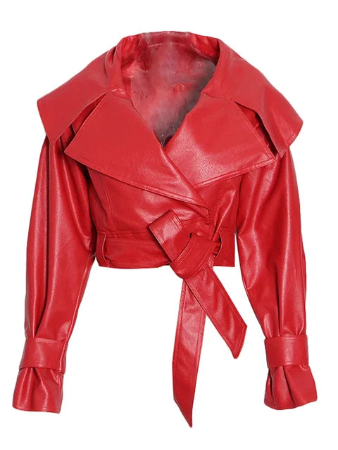 Solid Streetwear Jacket For Women Lapel Long Sleeve