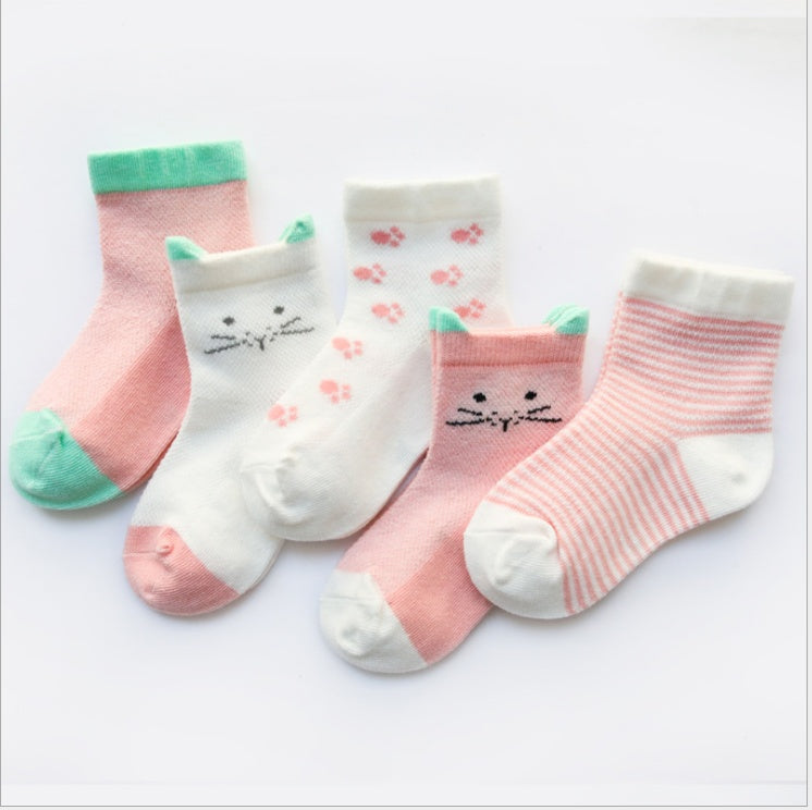Kindersocken 5er-Pack Farben Atmungsaktive Baumwollsocken