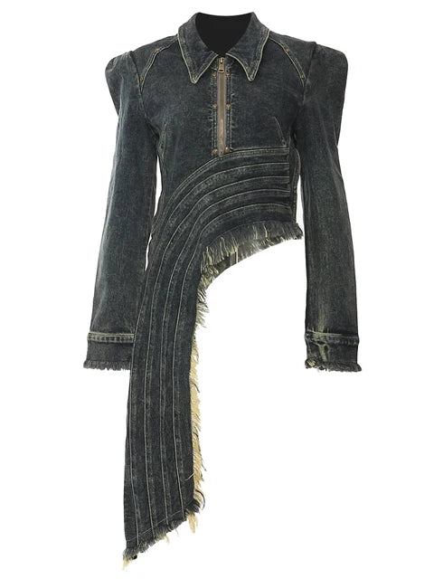 Slim-fit jacket with irregular hem design