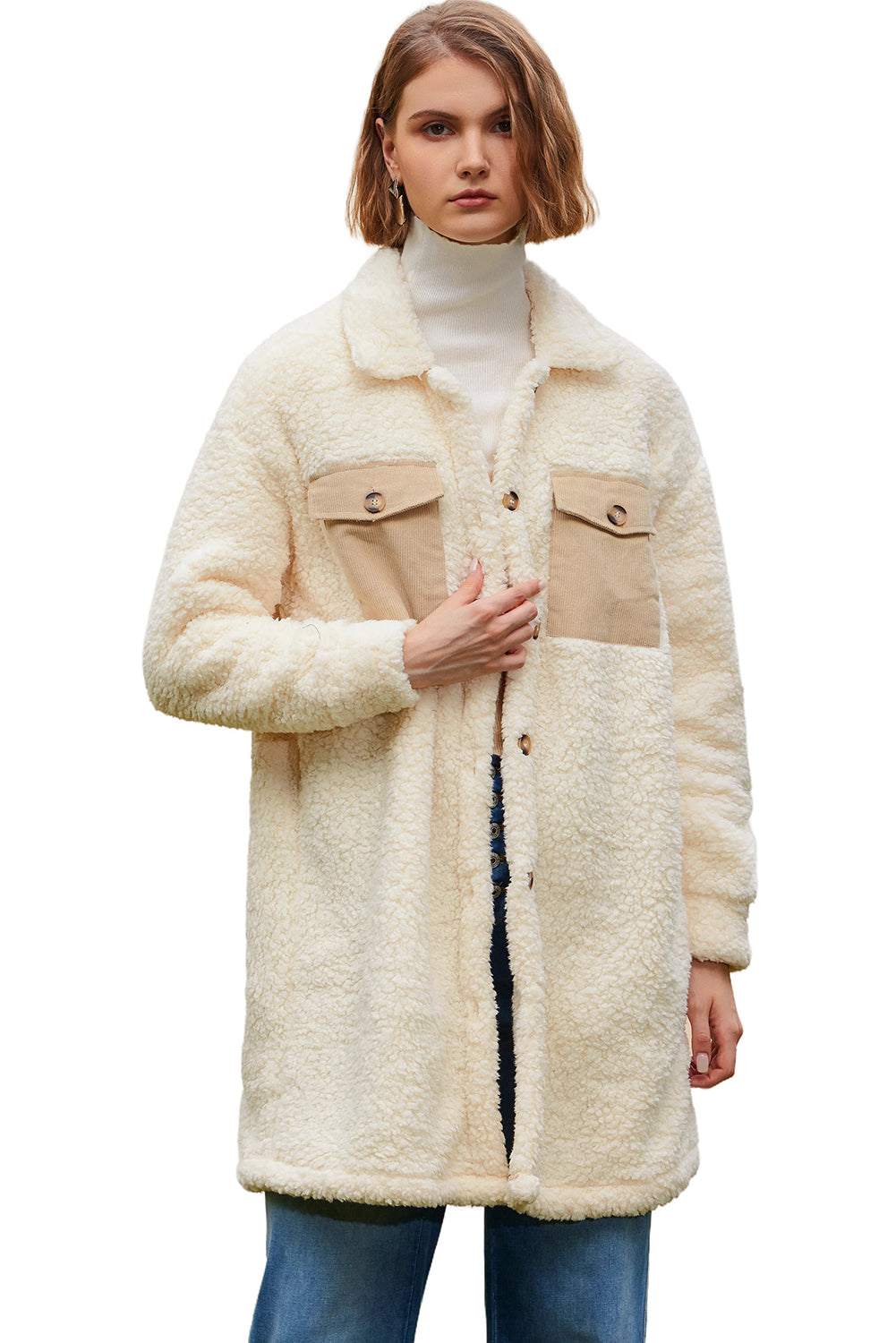Abrigo de peluche beige