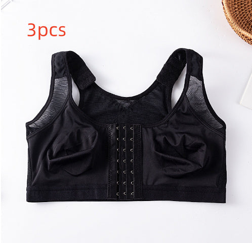 Front Buckle Closed Sports Bra Plus Size