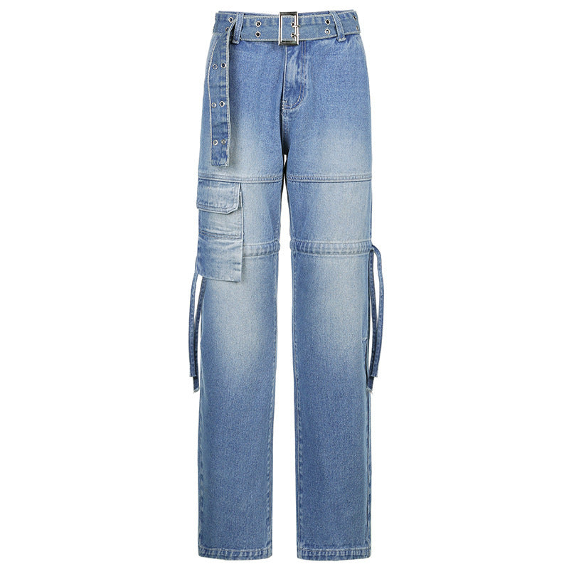 Vintage Mid Rise Belt Drawstring Pants