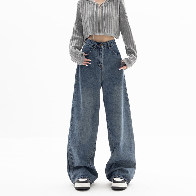 Straight Wide Leg Pants Blue Jeans
