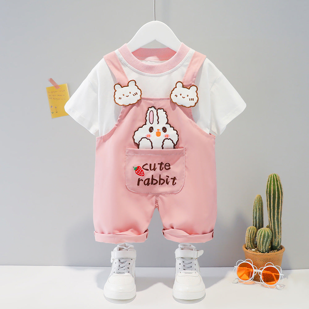 Baby Overall mit Cartoon Muster und kurzen Ärmeln