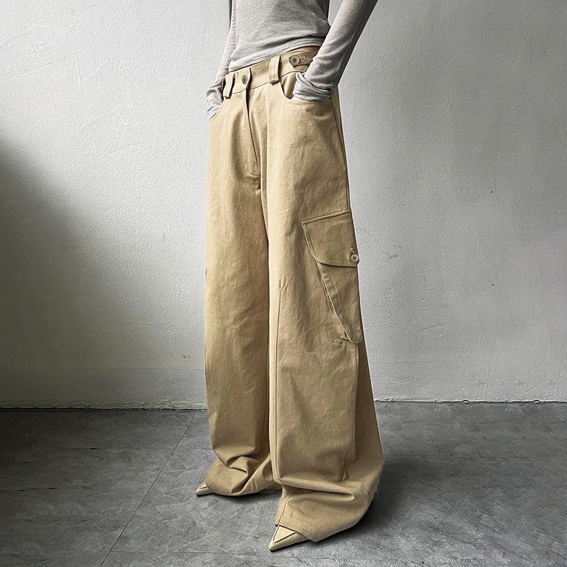 Khakifarbene Hose mit geradem Bein