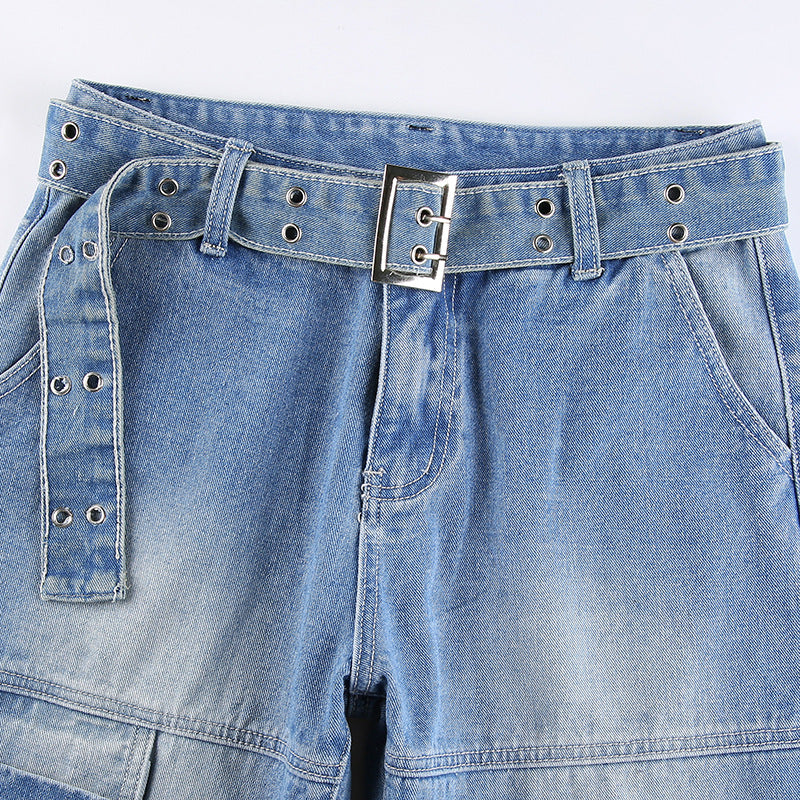 Vintage Mid Rise Belt Drawstring Pants