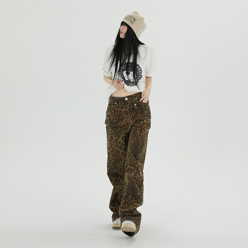 Leopard Flattering Jeans Wide Leg