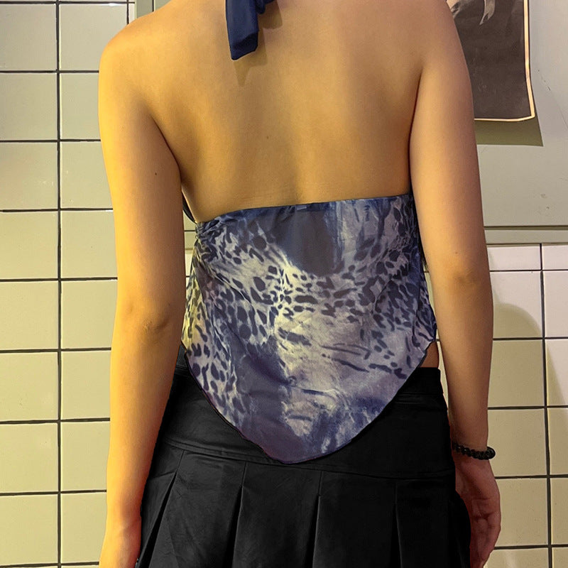 Slim Fit Backless V-neck Halter Top