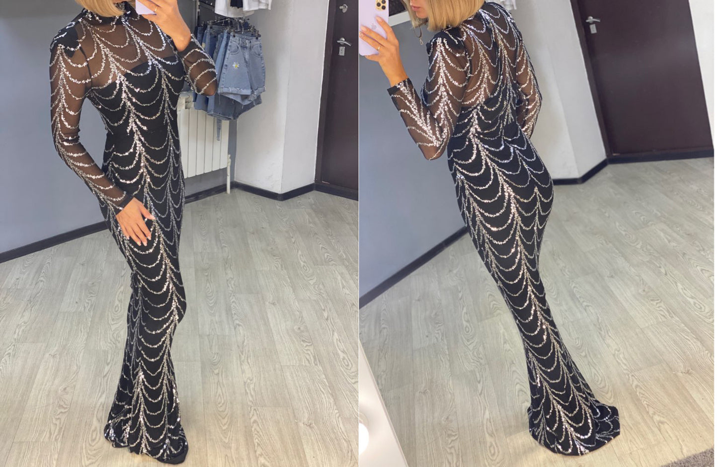 Sequins Women Long Sleeve Party Dresses