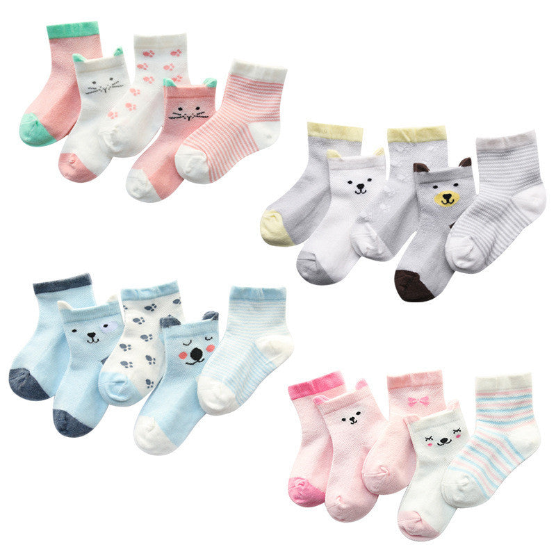Kindersocken 5er-Pack Farben Atmungsaktive Baumwollsocken