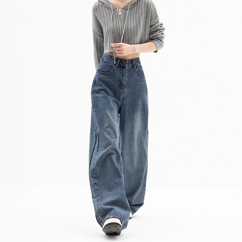 Straight Wide Leg Pants Blue Jeans