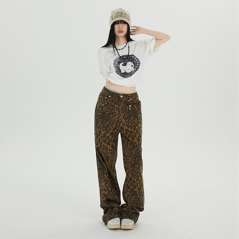 Leopard Flattering Jeans Wide Leg