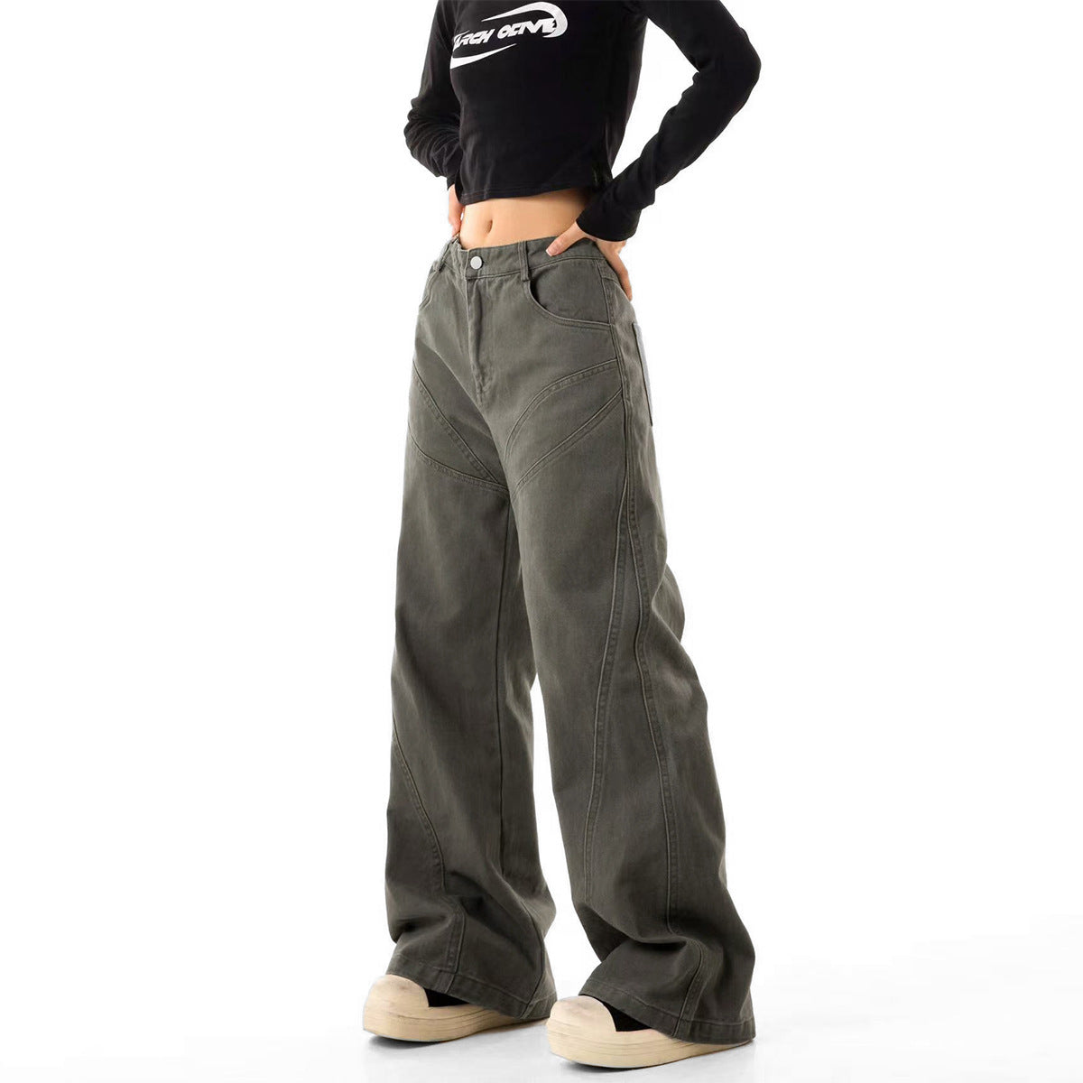 Graue Designer-Jeans
