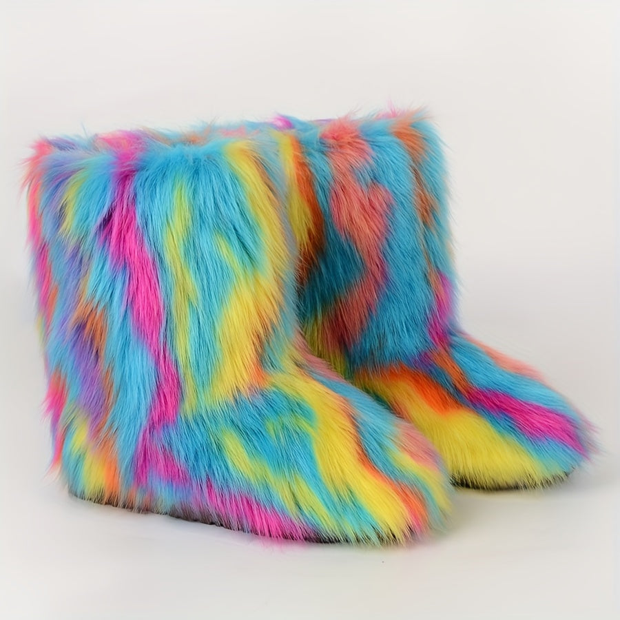 Schneestiefel aus Kunstfell, mittelhoch (7 süße Farboptionen)