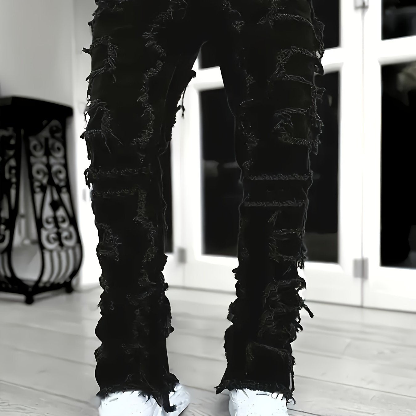 Herren Jeans mit geradem Bein und Quasten