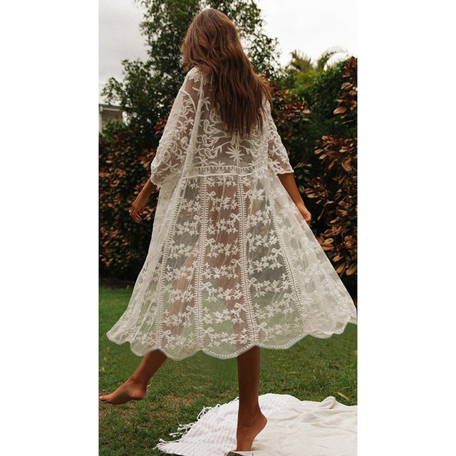 Women Crochet Beach Knitted Beach Cover Up