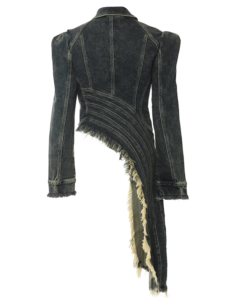Slim-fit jacket with irregular hem design