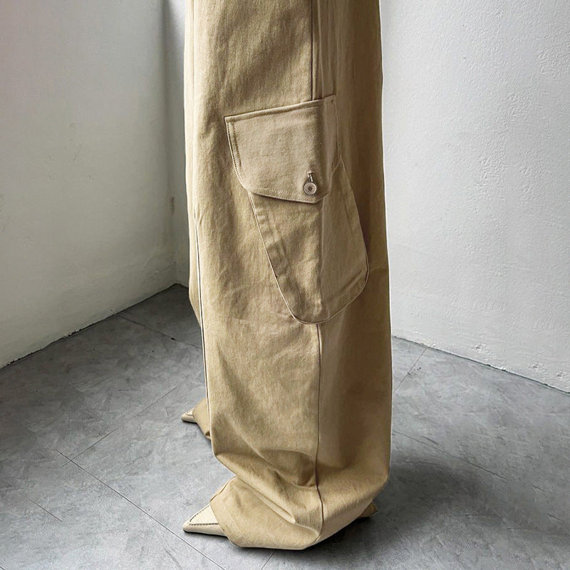 Khakifarbene Hose mit geradem Bein
