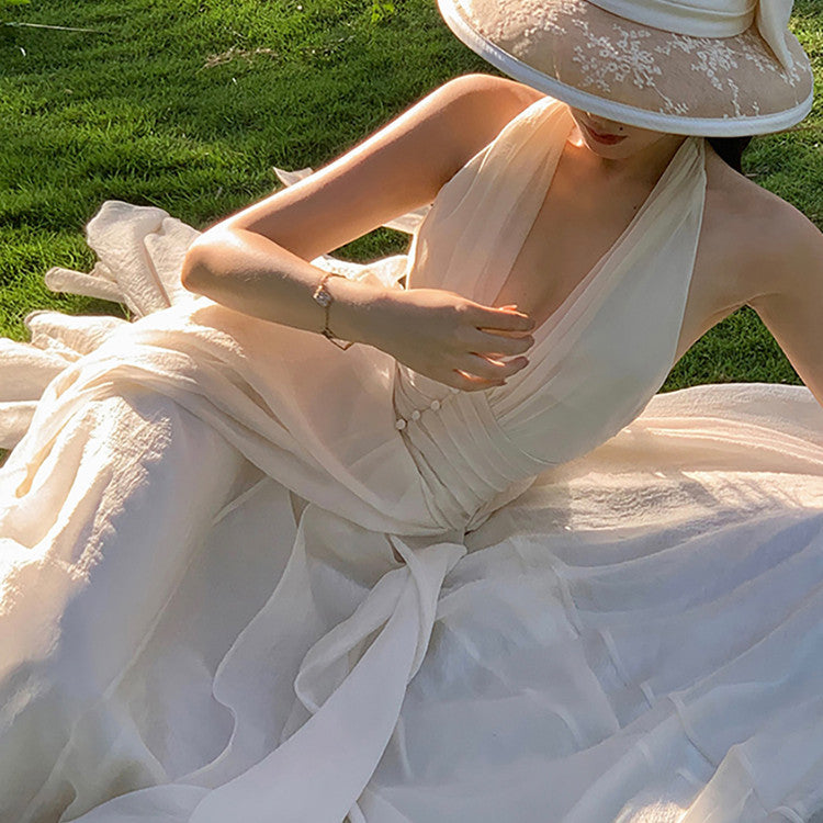 Women's Fashion Summer V-Neck Haltered Dress
