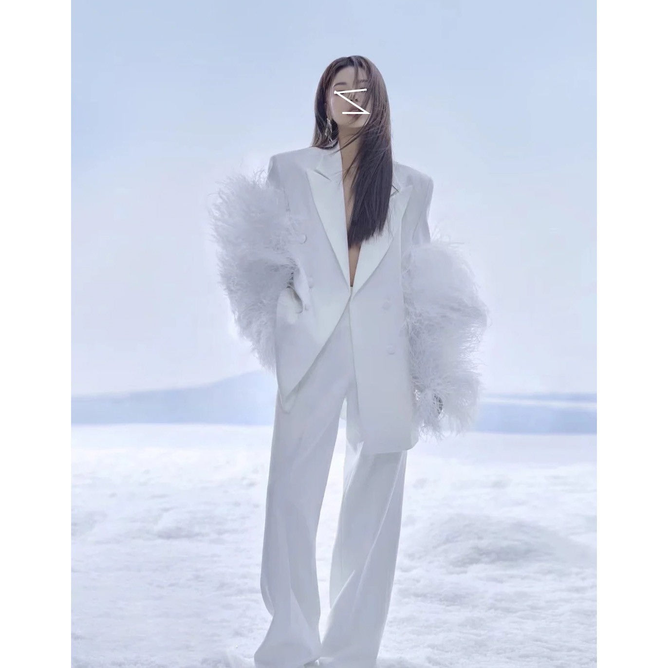 White Feather Personality Blazer