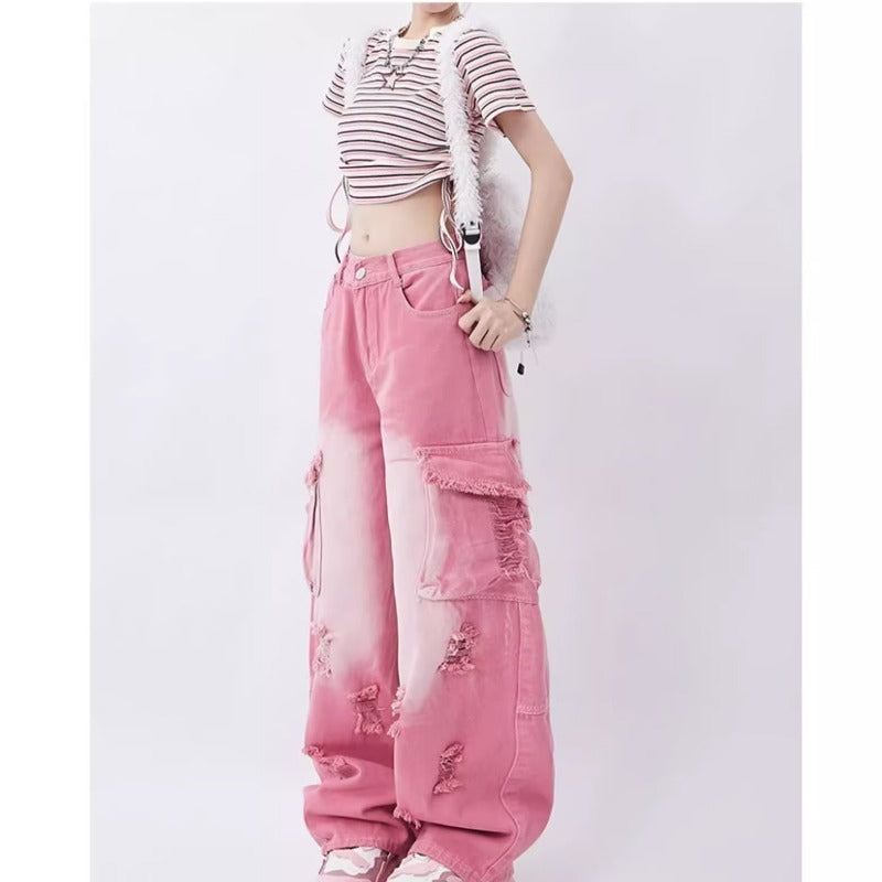 Pink Jeans Side pockets