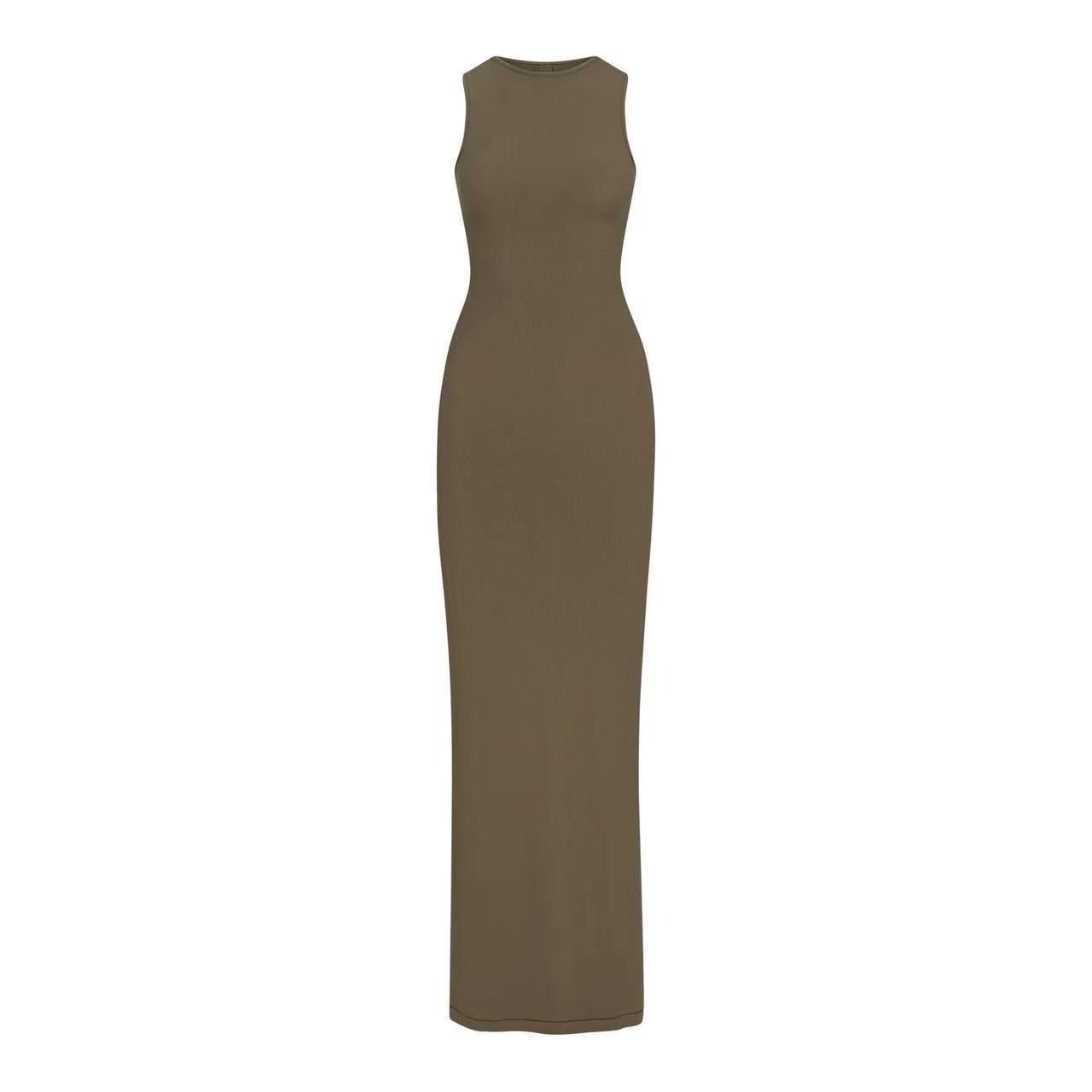 Sleeveless suspender dress long