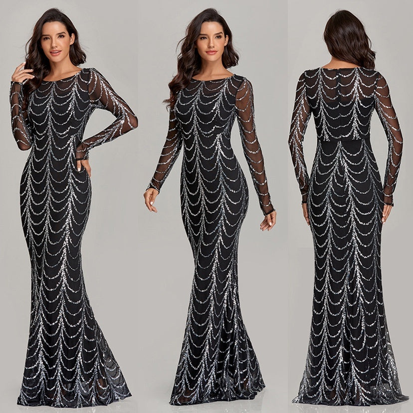 Sequins Women Long Sleeve Party Dresses