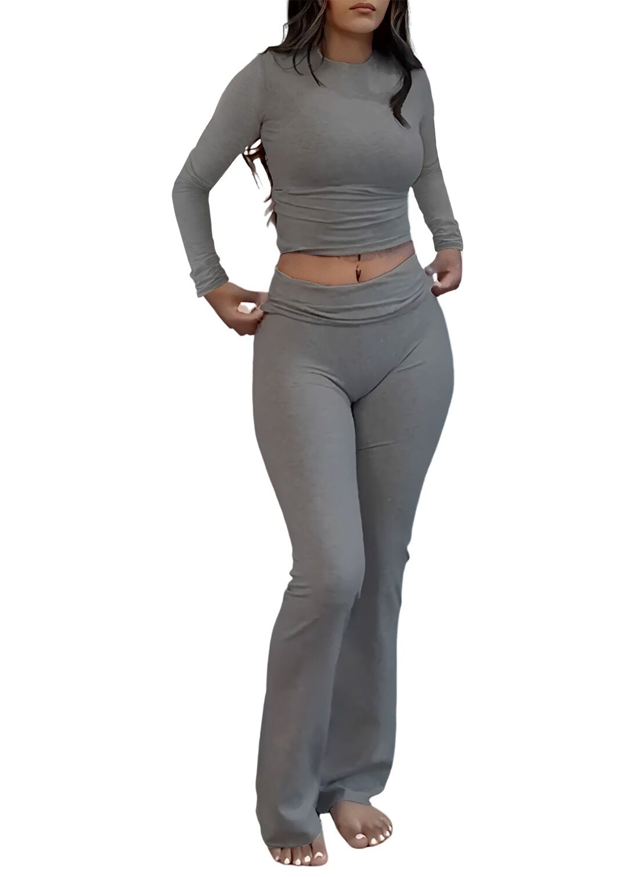 Long Sleeved Foldable Flared Pants Sets