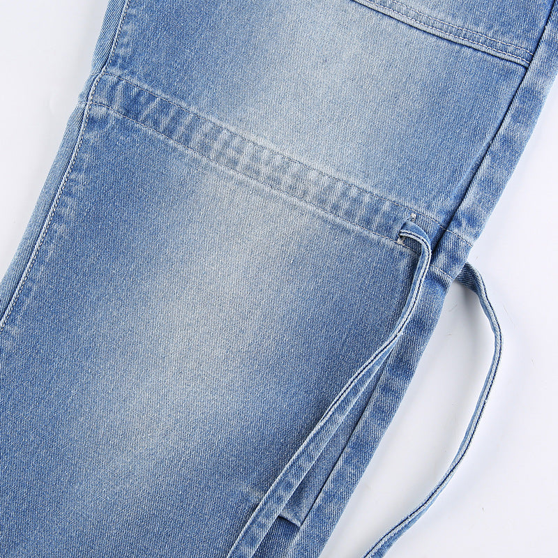 Vintage Mid Rise Belt Drawstring Pants