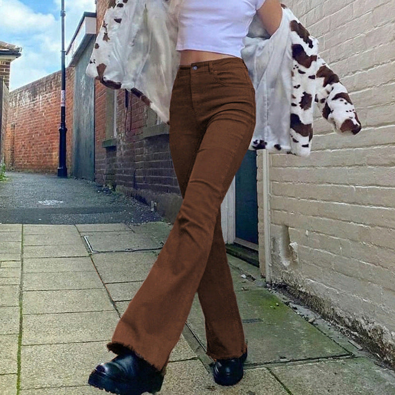 Enge Hose mit hoher Taille und weitem Bein