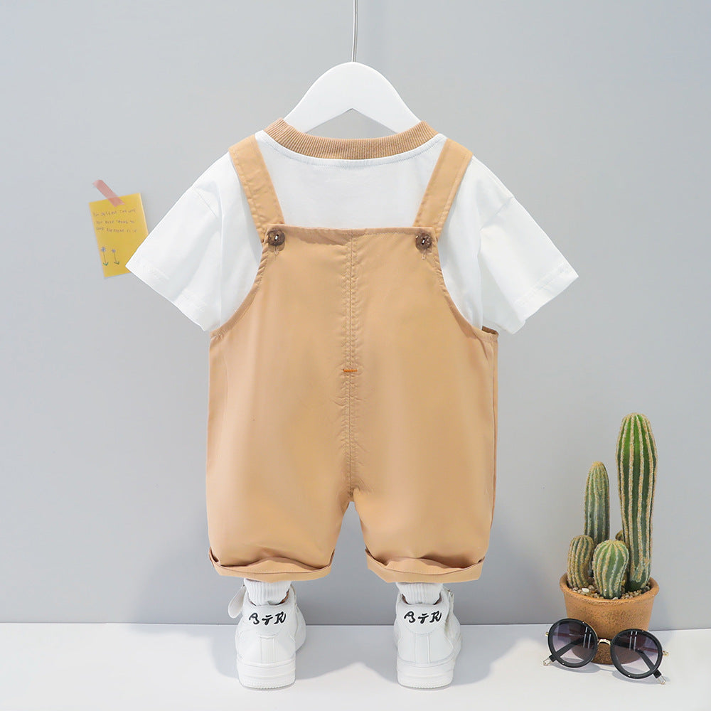 Baby Overall mit Cartoon Muster und kurzen Ärmeln