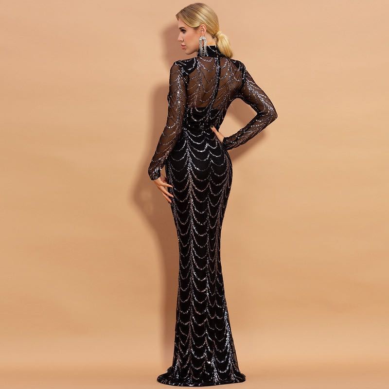 Sequins Women Long Sleeve Party Dresses
