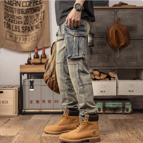 Washed Retro Slim Fit Straight Leg Casual Pants
