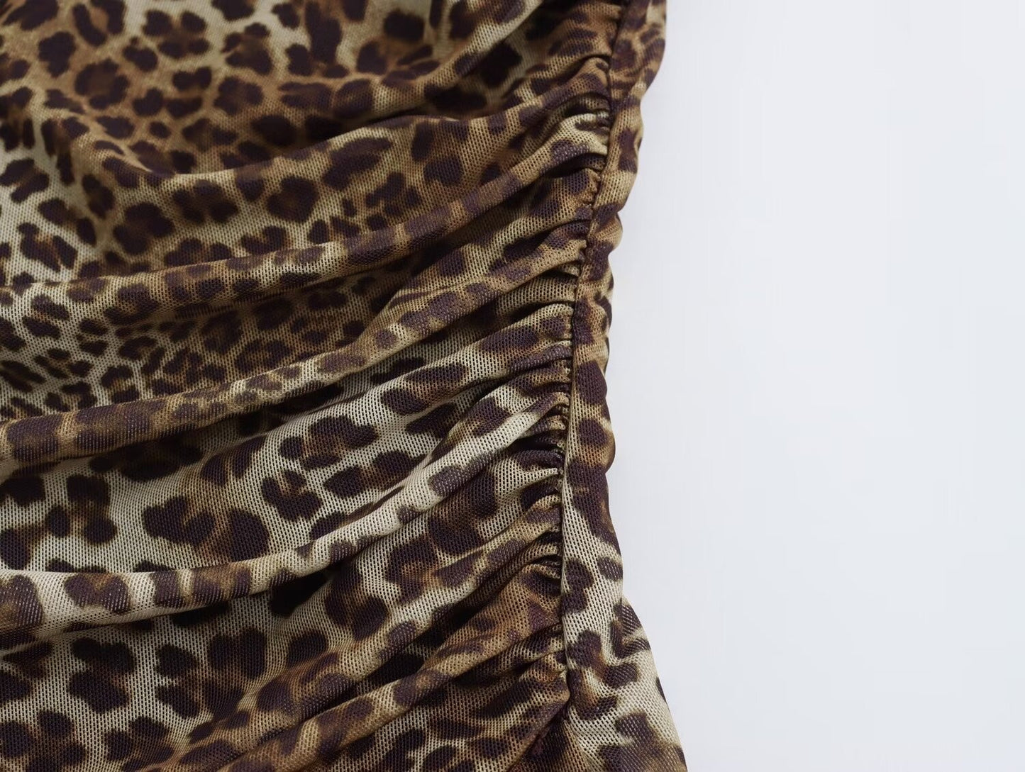 Animal print silk mesh dress