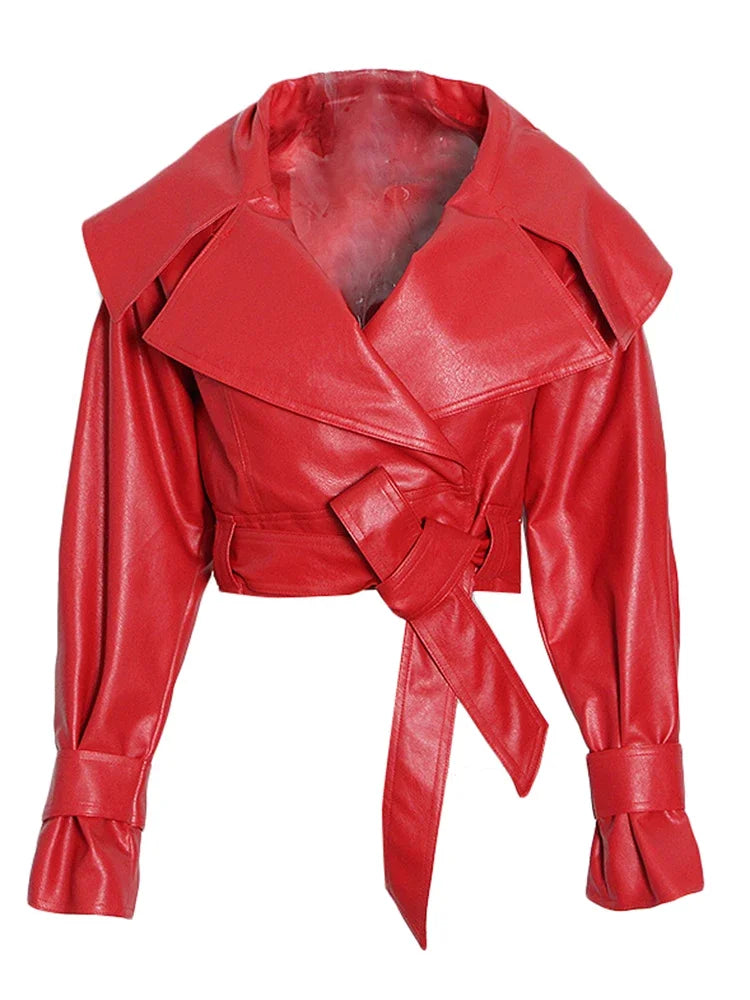 Solid Streetwear Jacket For Women Lapel Long Sleeve