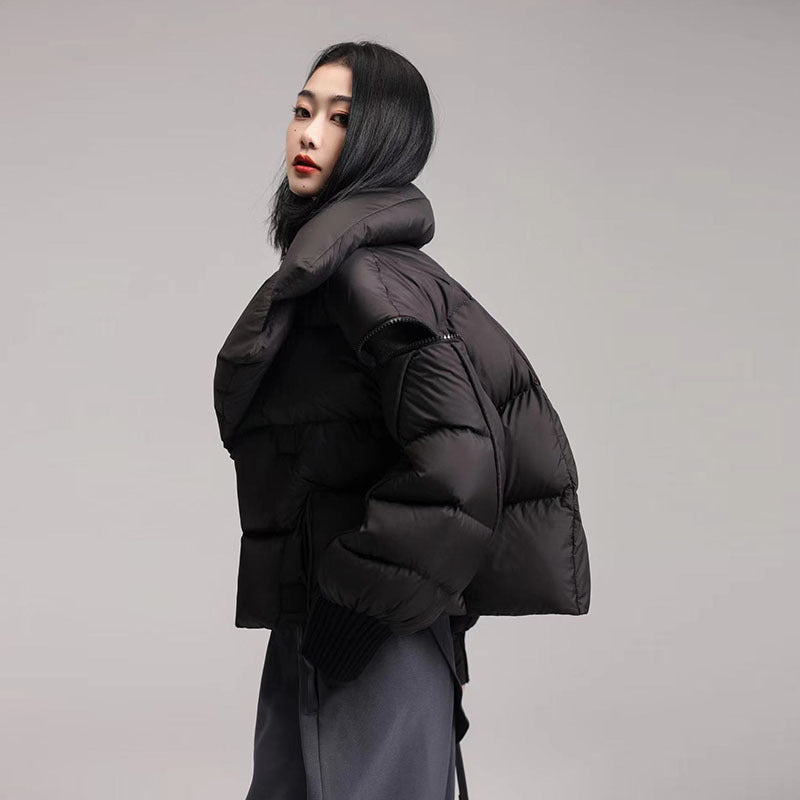 Lapel down jacket for women magnetic buckle warm jacket