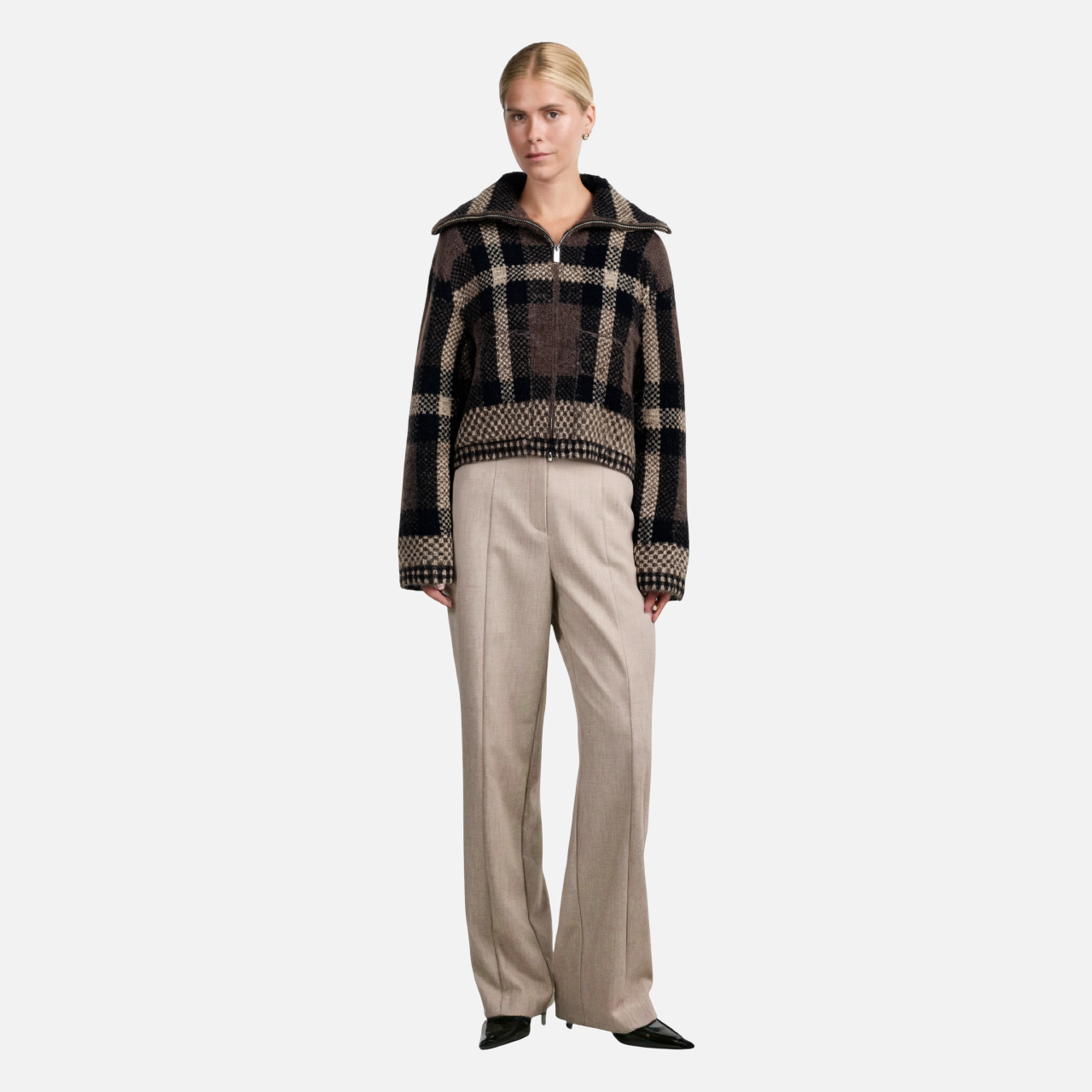 European and American style neck long sleeved elegant jacket
