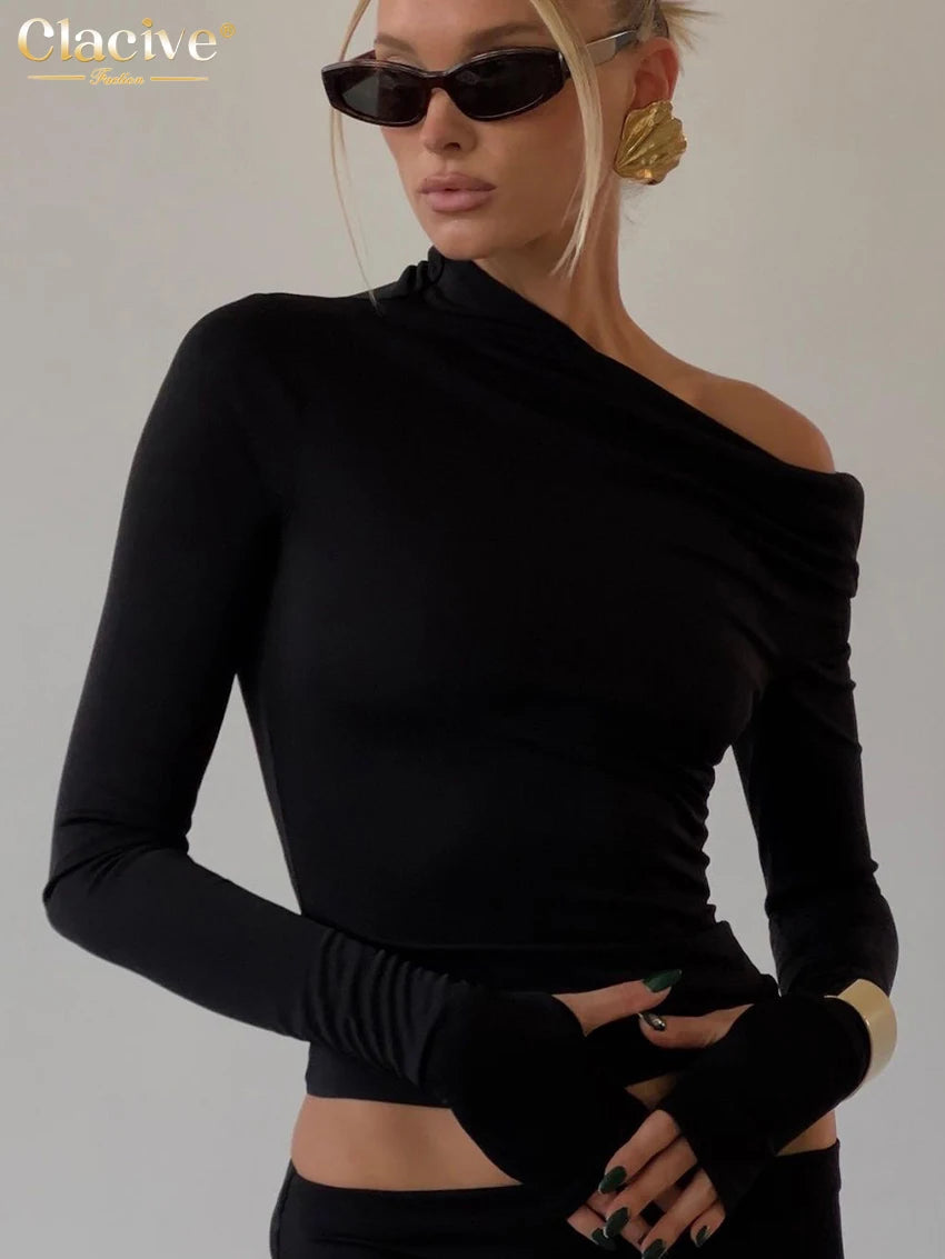 fitting long sleeved top with skirt two-piece set