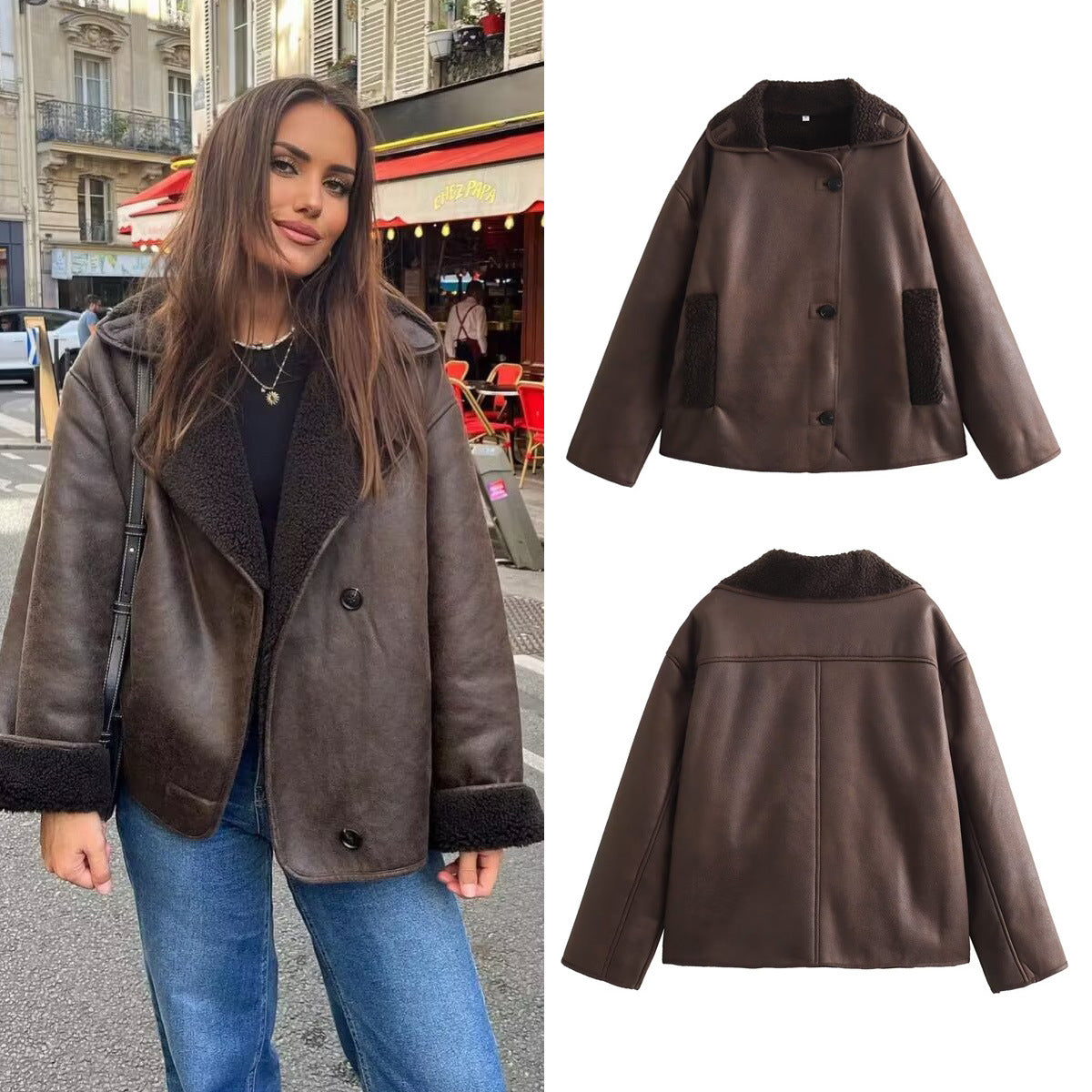 Fur one-piece lapel double-sided jacket jacket