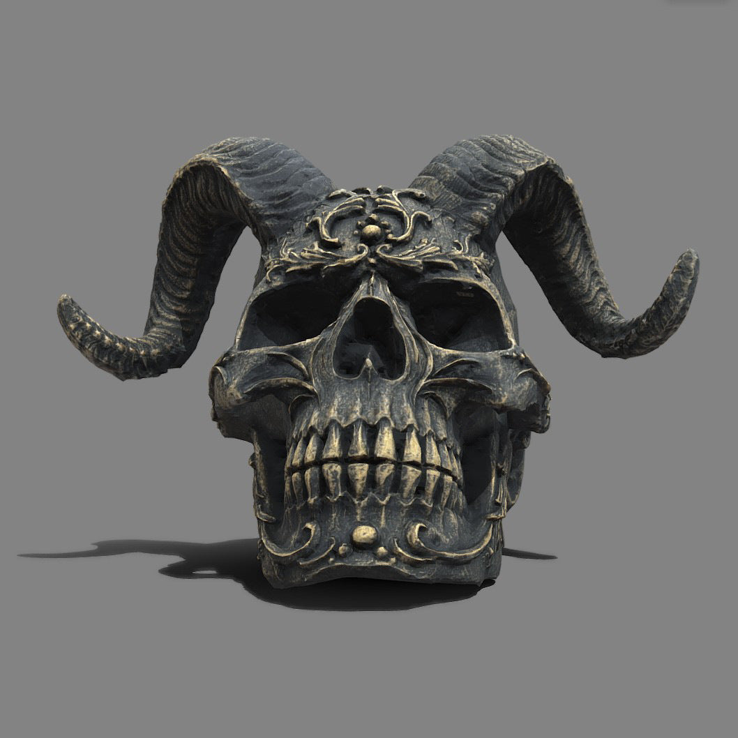 Ram horns skull dark gothic style punk style satanic sculpture crafts ornaments