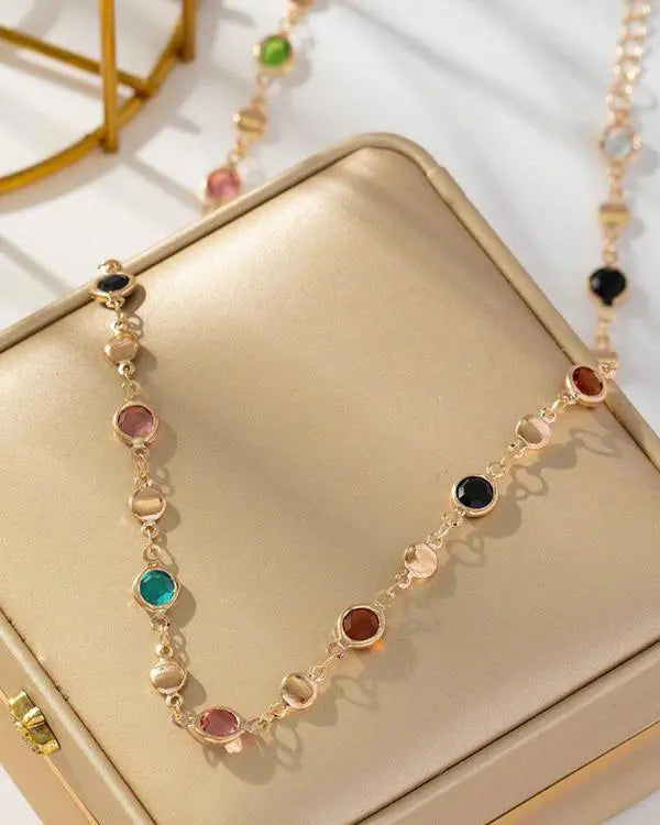 Glass Bead Color Beaded Necklace