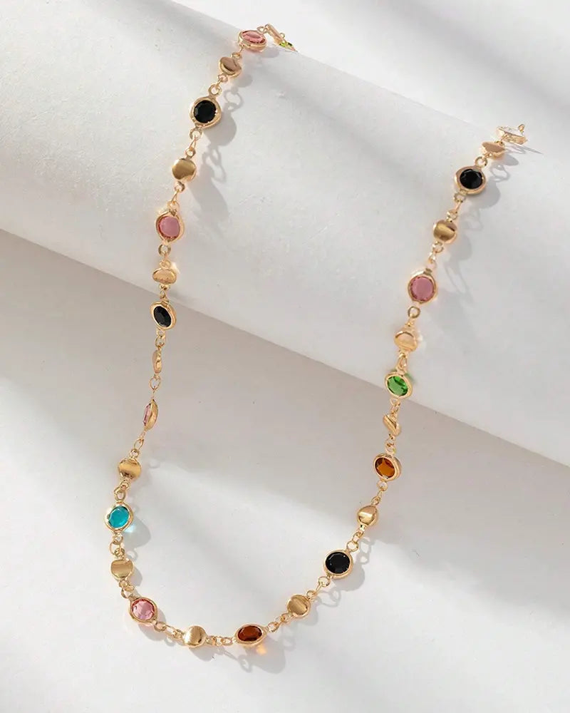 Glass Bead Color Beaded Necklace