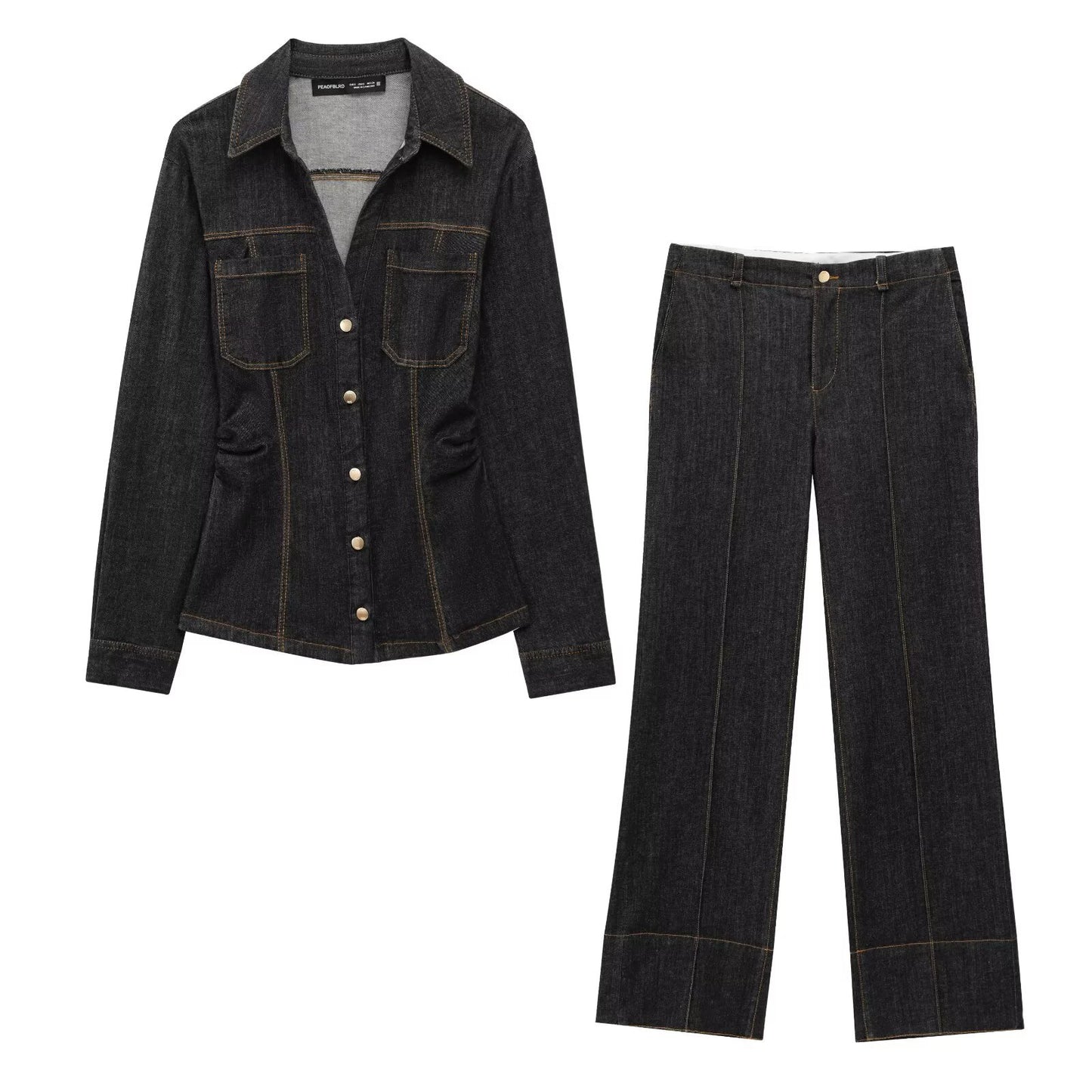 Dark Gold Denim Fit Jacket And Pant