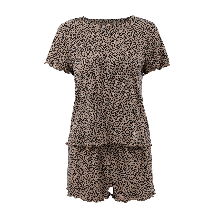 European And American Ladies Leopard Print Short Sleeve