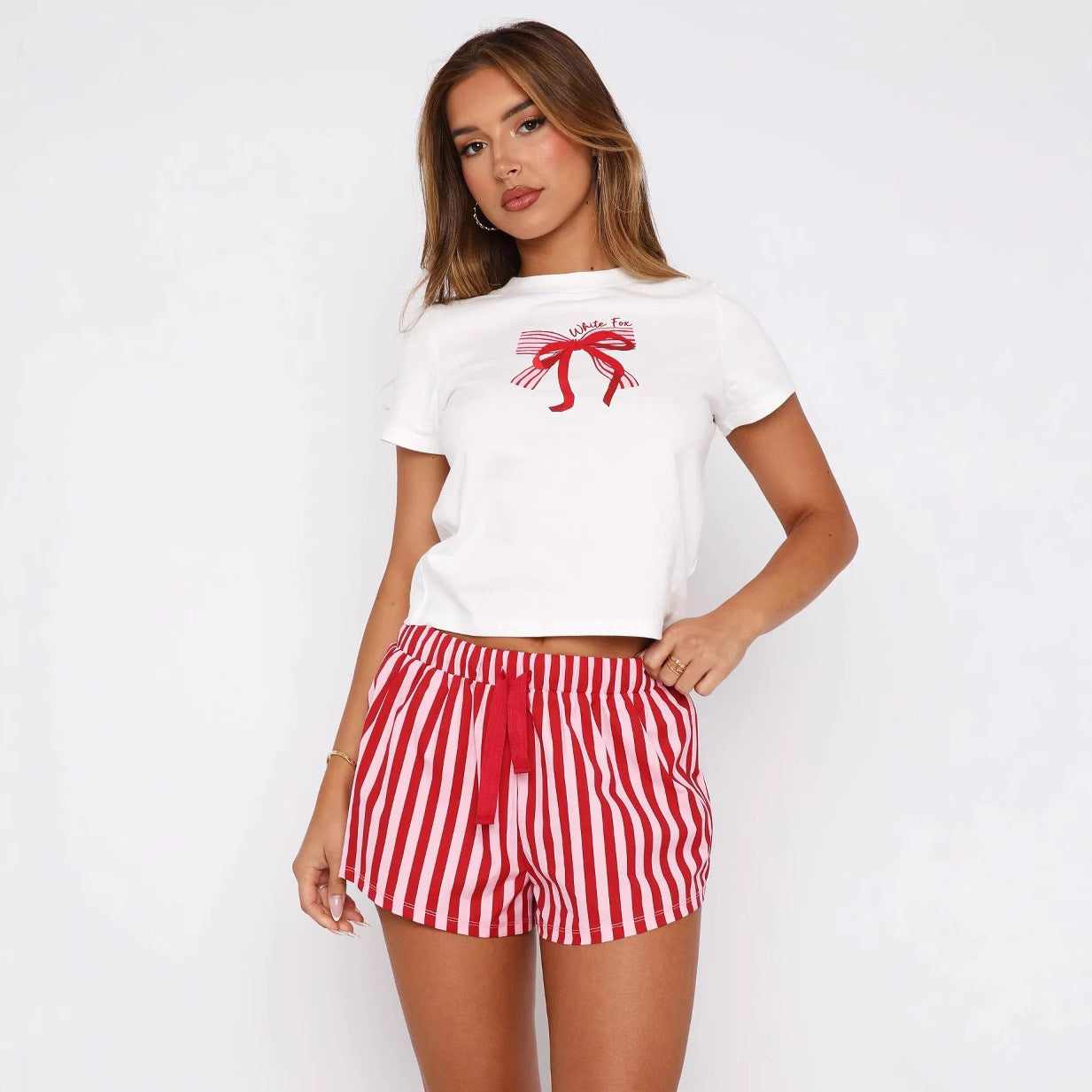 Women's Short-sleeved Sweetheart Pajamas Printing Sets