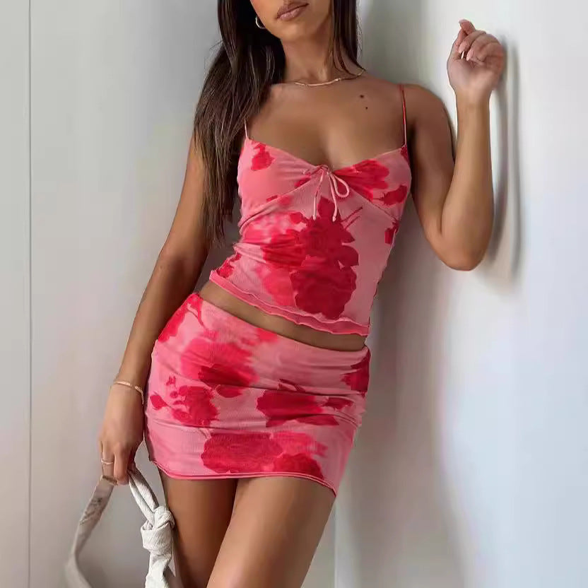Women's Floral Fashion Printed Two-piece Suit