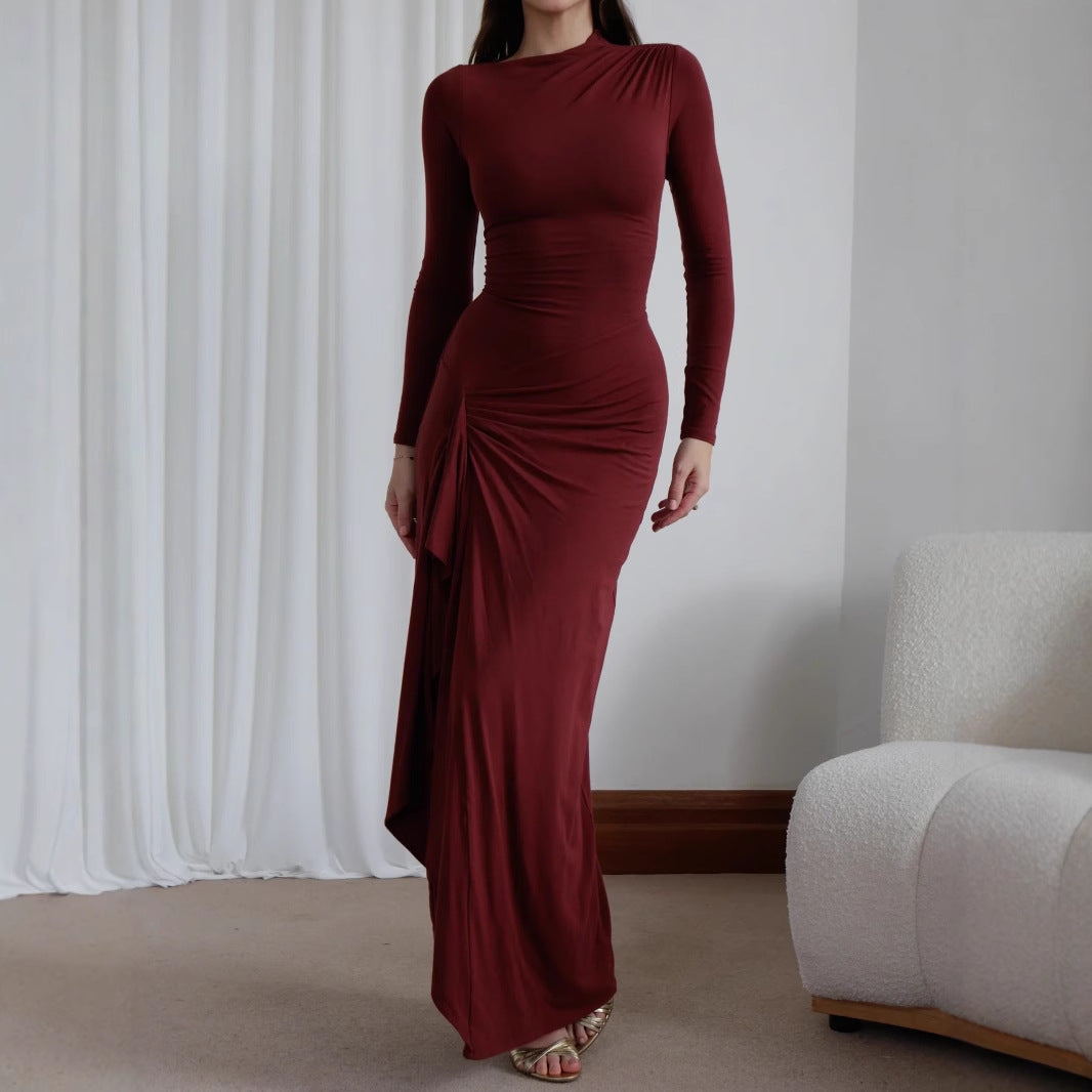 Slim-fitting Long-sleeved Split Dress