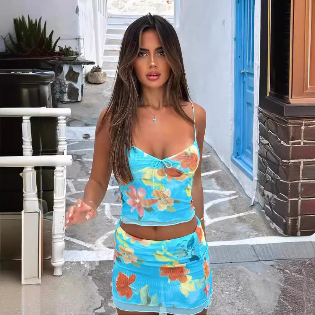 Women's Floral Fashion Printed Two-piece Suit
